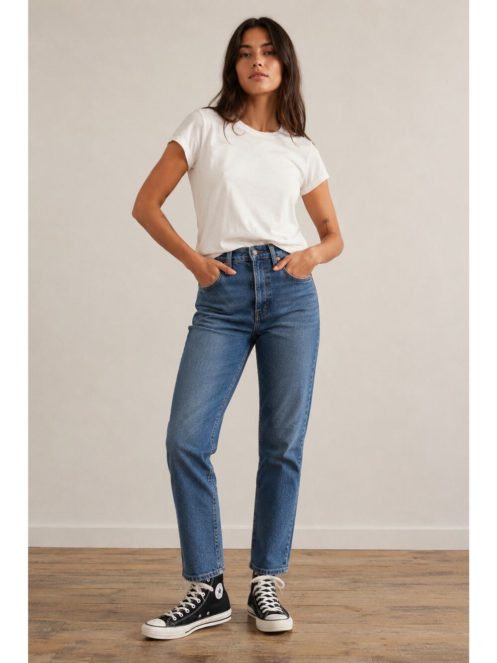 Levi's Wedgie Straight Jeans Medium Wash High Rise Button Fly Denim Size 28
